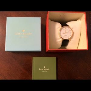 Kate Spade Classic Gold Metro Black Strap Watch